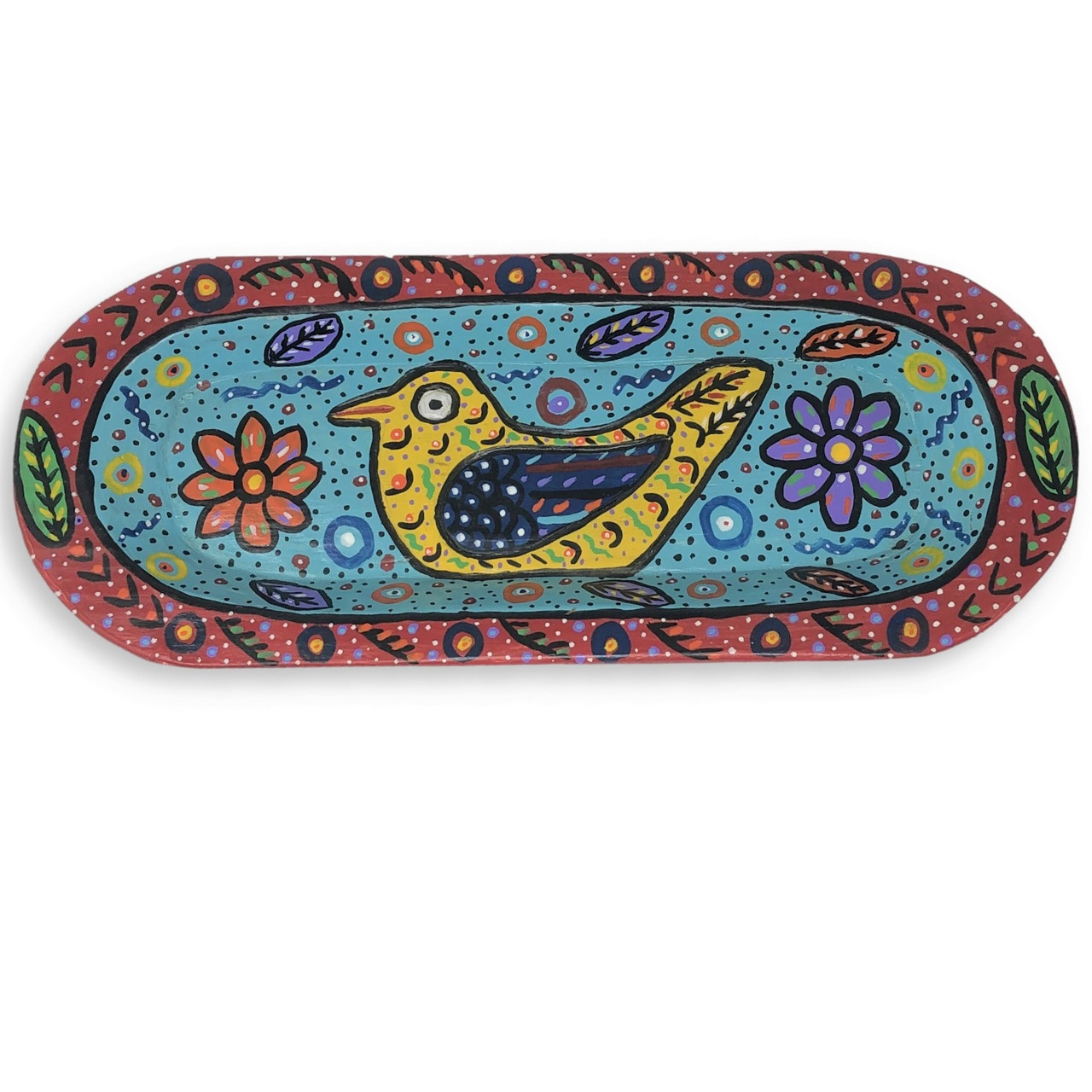 Hand carved wooden tray