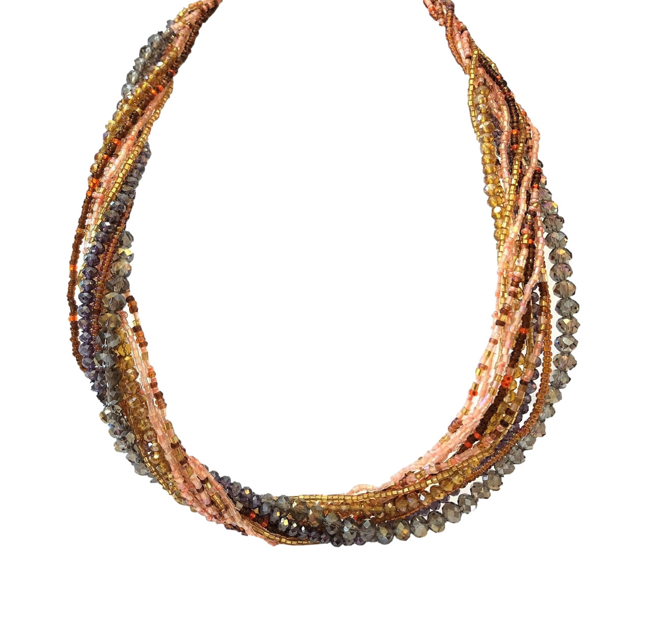 Mayan Arts Multi Strand Beaded Necklace, Multi Color, Gold Tones, Sparkly Beads, Women Necklaces, Jewelry, Magnetic Clasps, 19.5 Inches Long