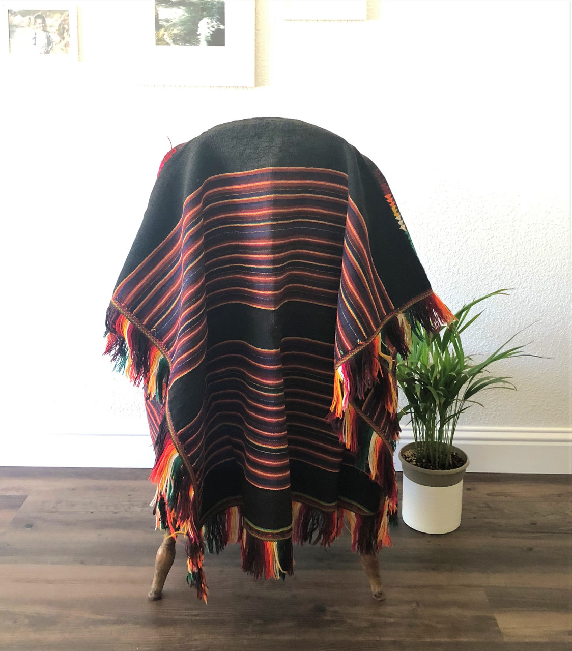 35" wide with a 3" fringe and 60" long with the 3" fringe