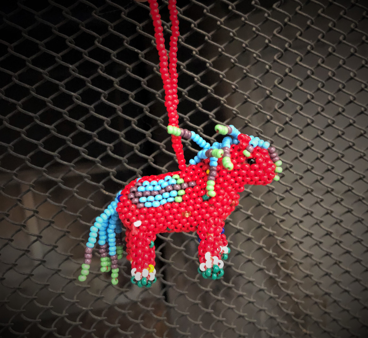 Mini Beaded Horse Red, Novelty Christmas Tree Ornaments, Holiday Decoration, Handmade in Guatemala