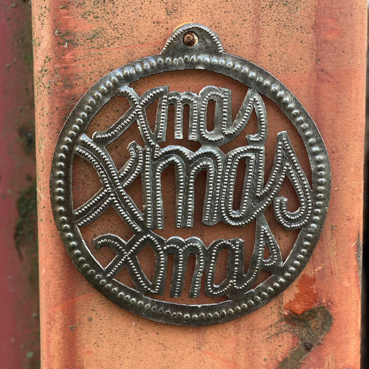 Christmas Ornaments, Jingle Bells, Cross, Round Sphere, Home Decorations, Small, Handmade in Haiti, Gift Giving 5 x 5 Inches Set of 3