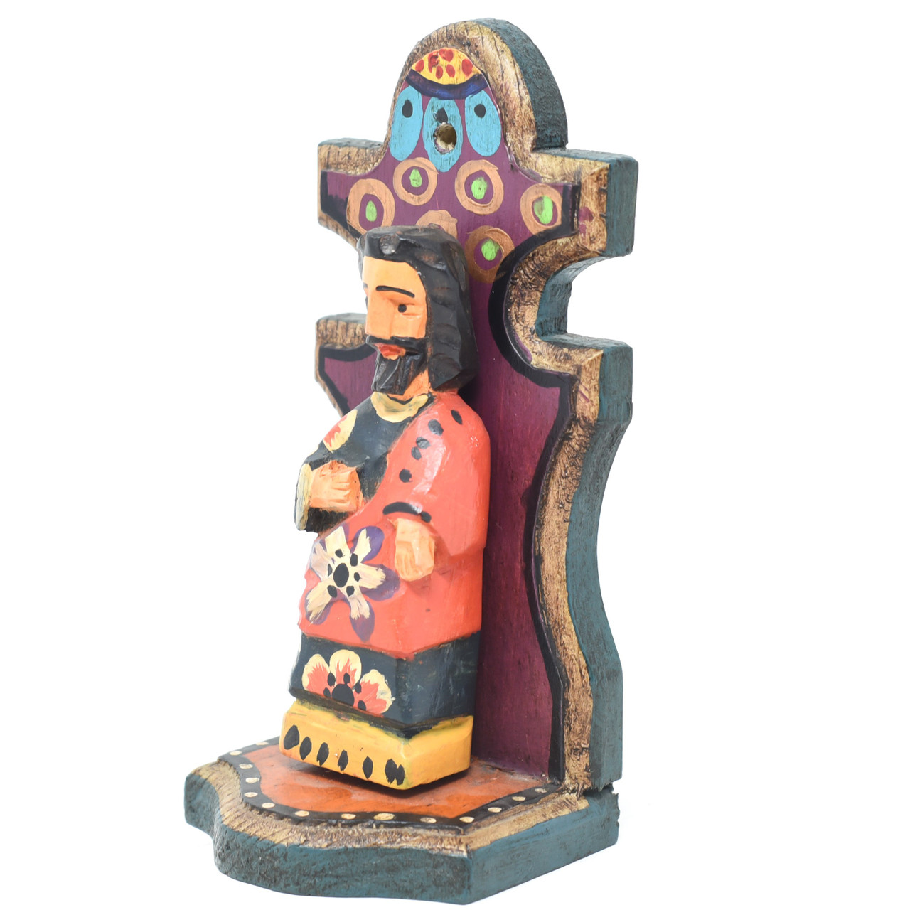 Jesus,  On a Hand Carved  Alter, made in Guatemala, 7.5" x 3.5" x 3"