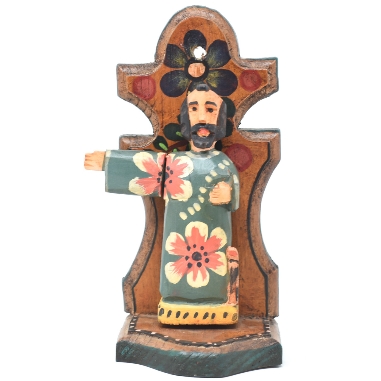 Jesus, Hand Carved  Red Alter, made in Guatemala, 7.5" x 3.5" x 3"