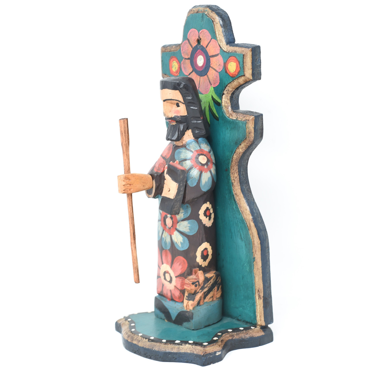 Jesus, Hand Carved  Blue Alter, made in Guatemala, 10.5" x 3.5" x 4"