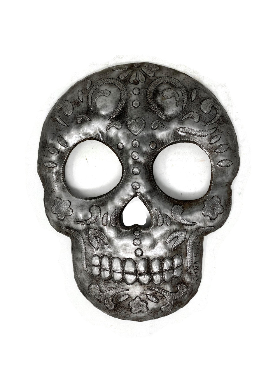 Sugar Skull Metal Wall Hanging Plaque, Handmade in Haiti from Recycled Steel Barrels 6 x 10 Inche Sugar Skull Metal Wall Hanging Plaque, Handmade in Haiti from Recycled Steel Barrels 6 x 10 Inche