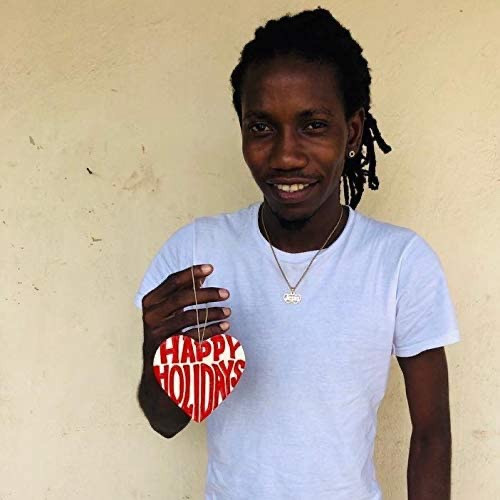 Christmas Ornaments, Happy Holidays, Decorative Hand Painted Heart Shaped Ornament, Haitian Artwork 4.25 x 4.5 Inches