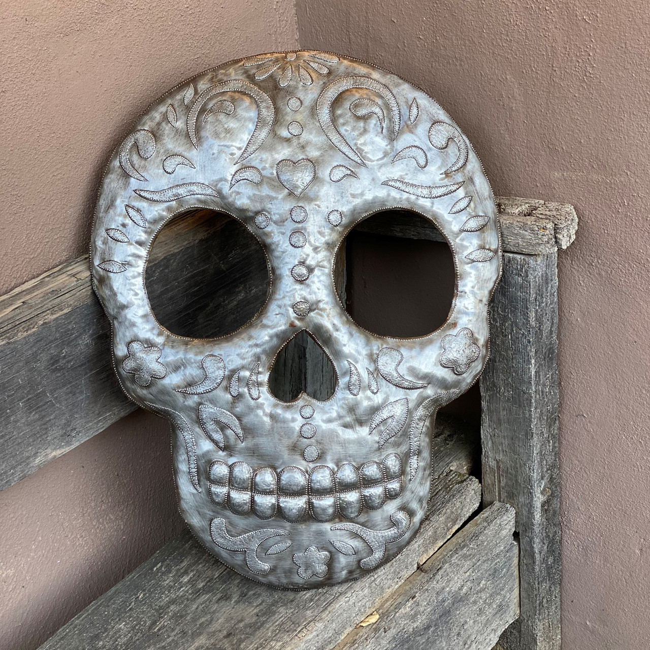 Large Sugar Skull Metal Art