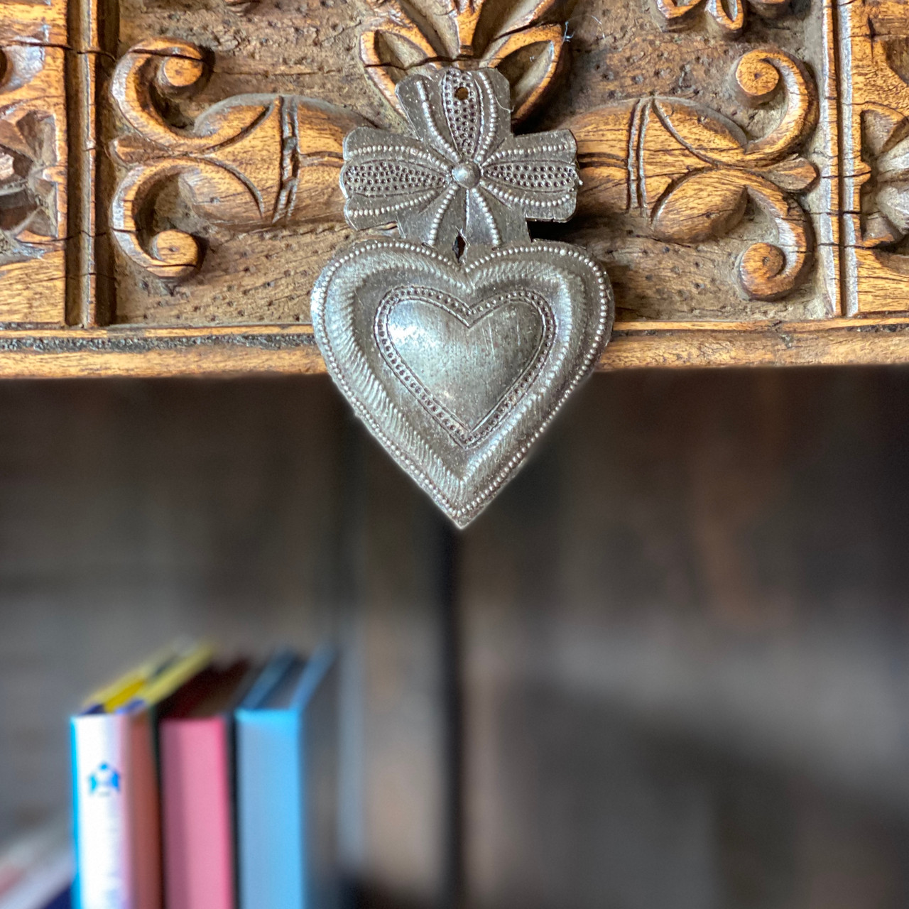 Milagro sacred heart, handmade metal wall art, Haitian metal art, Wiseton Brutus, fair trade décor, recycled oil drum art, handmade Haiti, small heart wall decor, sacred heart gift, inspirational handmade art Milagro sacred heart, handmade metal wall art, Haitian metal art, Wiseton Brutus, fair trade décor, recycled oil drum art, handmade Haiti, small heart wall decor, sacred heart gift, inspirational handmade art