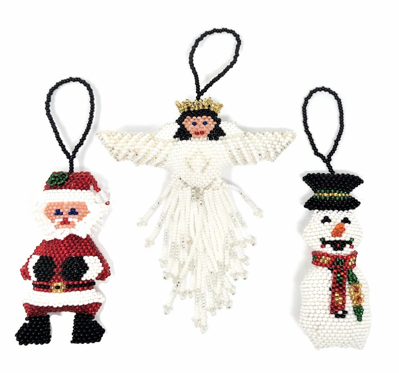 Christmas Tree Ornaments, Santa Claus, Snowman, and Angel, Trio Figurines, Decorative Mini Ornament, Holiday Decorations