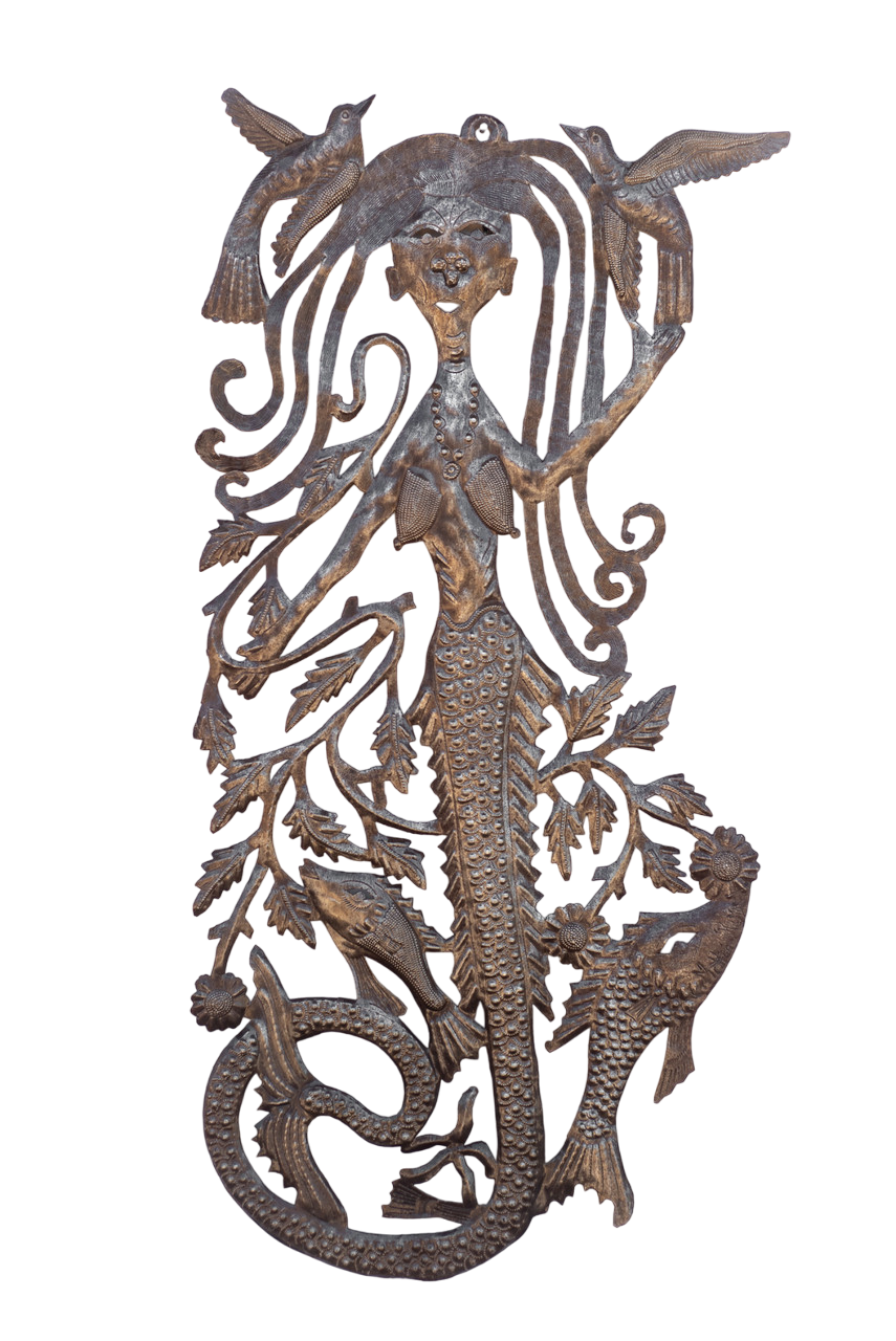 Mermaid, Birds, Sea Life, Mystical Creature, One-of-a-Kind, Limited Edition, Recycle, Recyclable, Metal, Steel, Ocean, Beach Home Mermaid, Birds, Sea Life, Mystical Creature, One-of-a-Kind, Limited Edition, Recycle, Recyclable, Metal, Steel, Ocean, Beach Home