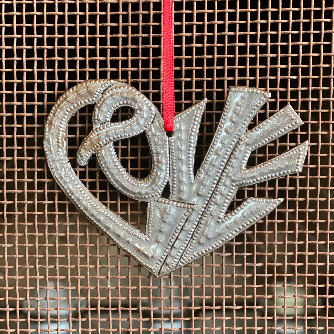 Love Hearts, Positive, Hope, Metal Wall Art, Milagro Sacred Heart, (Set of 2) Haitian Metal, Recycled Steel 4 x 3 Inches