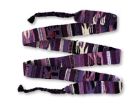 Embroidered Belts Hat Band Wrap Around Tie Purple Multi Color Western Guatemala, Cute Decorative Belt 