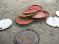 Lid of a metal drum getting ready to be transformed into beautiful art