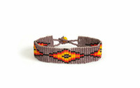 Hand Woven Southwestern Style Bracelets, Beaded Bracelet, Casual Jewelry, Purple and Orange Seed Beads, Stack .75 x 7.25 Inches