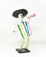Drinking Tequila Mexican Skeleton, Hand Painted Day of The Dead Doll, Folk Art, Day of The Dead Decorations, Borracho, Zarape…