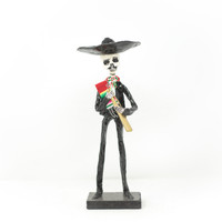 Mariachi Trumpet Player, Mexican Skeleton, Day of the Dead Doll, Folk Art Decorations, Hand Painted