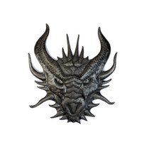 Dragon Head, Metal Mythical Dragons, Hand Pounded Sculpture, Haitian Wall Hanging Art, Steel Drum Artwork 19 X 22 Inch
