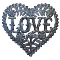 Love Heart, Family Friendship Wall Hanging Gift Ideas, Haitian Metal Recycled Outdoor Art Wall Sculpture, 6" x 6" 
