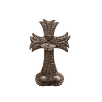Religious Cross, Metal Cross, Flower Cross, Metal Floral Cross, Cross Candleholder, Flower Cross Candleholder 
