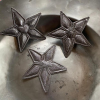 Christmas Star Ornaments Set of 3, Handmade Haitian Art, Holiday Ornament Exchange, Christmas Decorations, 4.5 x 4.5 Inches