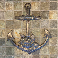 Anchor and Sea Turtle Wall Hanging, Nautical Theme 14"x12"