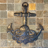 Anchor and Octopus Wall Hanging, Nautical Theme 14"x12"