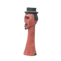 Handmade Guatemalan Folk Art, Vintage Handcarved Red Ajitz Bust Sculpture, Authentic Decor