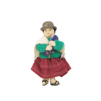 Bolivian Cholita Doll, Cholita Doll, Handknit Soft Sculpture Doll, Bolivian Cholita Folk Art 