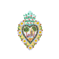 Virgin Mary & Juan Diego Milagro Heart, Tin Heart, Religious Tin Heart, Milagro Tin Heart, Religous Tin Milagro, Virgin Guadalupe & Juan Diego