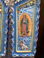 Handcrafted Mexican Folk Art, Virgin Mary Triptych Altar by Moises Rodriguez, Religious Clay Art