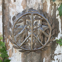 Handcrafted Haitian Metal Art, Peace Sign, Recycled Outdoor Wall Sculputre 12"
