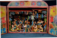 peruvian retablo vegtable stand, mercado, fruit market