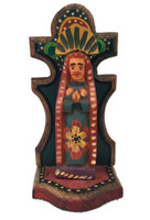 Virgin Mary, Artisan Crafted Wooden Saints 3.5" x 3" x 7.5"