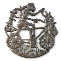 Boy on Bike, Siblings, Love, Family, Haiti Metals, Quality Art