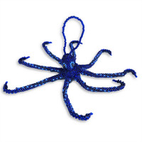 Octopus Royal Blue, Ornament, Hand Beaded made in Guatemala