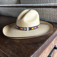 Hat Band, Hatband, Cowboy, Western, Leather, Beaded, Multi-Color, Handmade in Guatemala 7/8" X 21"