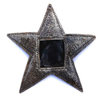 Star Ornament, Place Setting, Frame, Hang Tag, Recycled Metal Art from Haiti, 4 1/2" x 4 1/2" (sold in sets of 2)