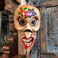 Skull Mask  Skeleton Dia de los Muertos Day of the Dead hand carved Guatemala Rustic wall art