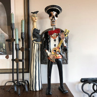 Mariachi Skeleton Dia de los Muertos Day of the Dead hand carved Guatemala