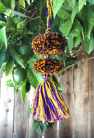 Mayan Arts Pom Pom Tassel, Set of 3 Charming Small Pom Poms Women's Fashion Hand Bags or Home Accent Decor Accessories, Handmade in Guatemala