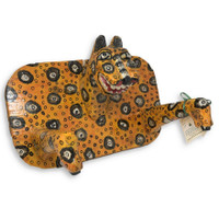 hand carved leopard wall art