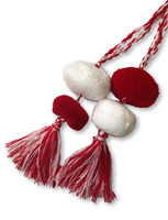 Tassels with Pom Poms, Red and White