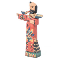 Hand Saint Francis with Birds and Lamb, Red Robe from Guatemala 8"