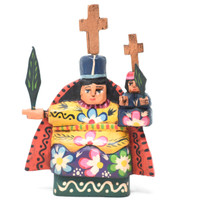 Mayan Arts Our Lady of Candelaria, Decorative Small Wooden Virgin, Virgen, Religious Gift Icons, Statues, Protector of Children, Handmade in Guatemala 5 X 6.5 X 1.25 Inches (Blue Multi Color)