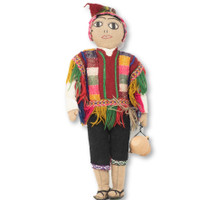 Cusco Peru Doll Handmade Cotton and Wool Traditional Dress 17" x 7.5" x2 "