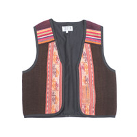 Unisex Bolivian Vest made from Traditional Antique Manta Size Small