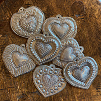 Spread the Love, Share Hearts, Hope for Peace, Set of 7 Handmade Hearts Recycled Hand Pounded Steel 2.5" x 2.5"