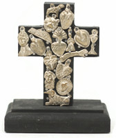 Standing Milagro Cross with Charms 5" x 4" x 2.5" Folk Art 179