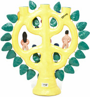 Adam and Eve Candlabra, One of a Kind, Handmade in Mexico, Ortega Family, 13" x 12" x 4" (Ortega 92)