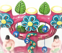 Adam and Eve Candlabra, One of a Kind, Handmade in Mexico, Ortega Family, 13" x 12" x 4" (Ortega 95)